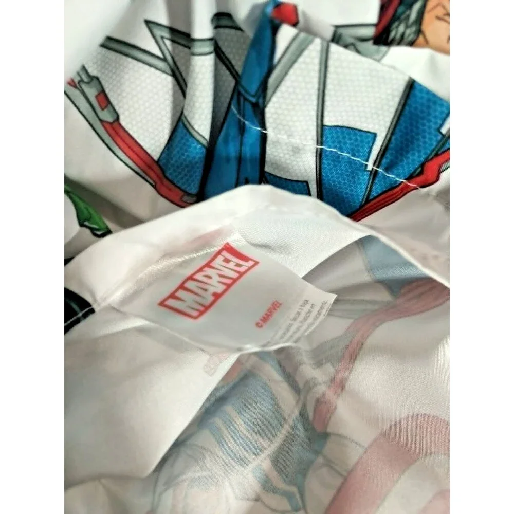 Marvel Avengers Twin Flat Sheet White Spider-Man Hulk Thor Groot Iron Man Cotton